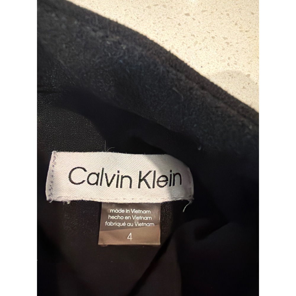 Calvin Klein Black Mock Neck Tie Bow Sheer Sleeve Shift Dress CD3C1P2X Size 4 - Picture 10 of 10